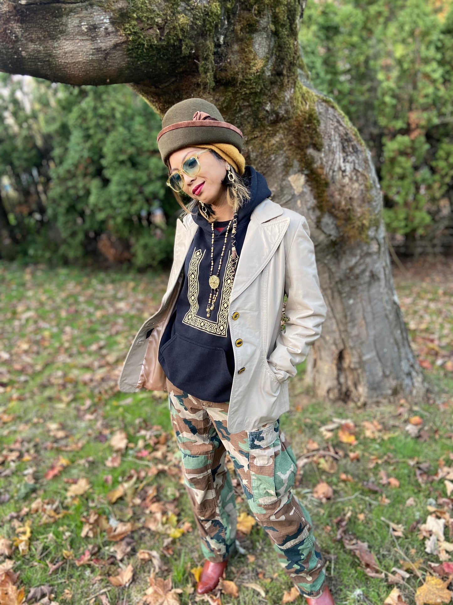 Barong Hoodie Pullover with Gold Embroidery