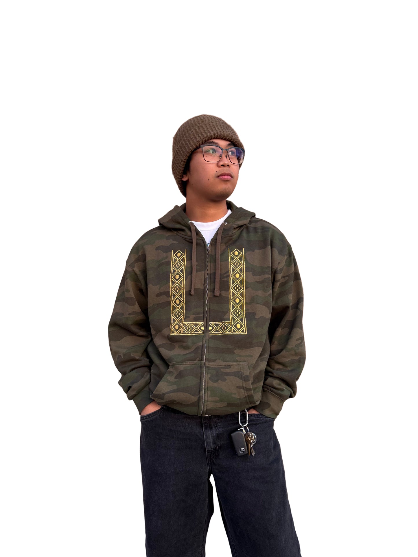 Kuya’s Camo Zip Up Barong Hoodie
