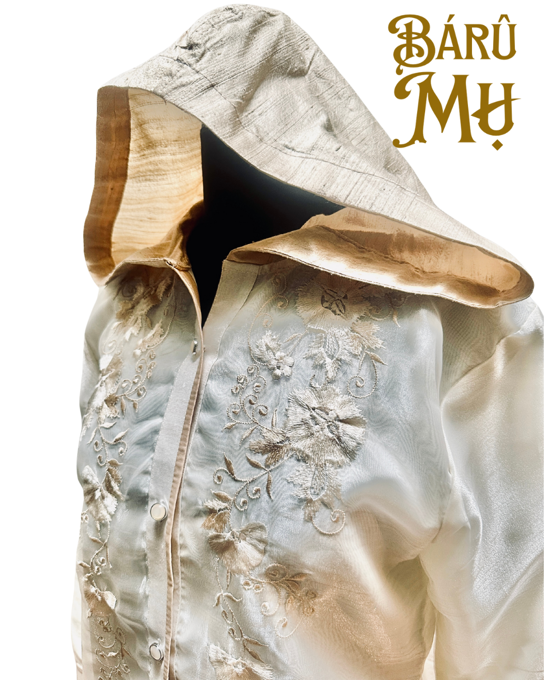 Bulaklak - Ivory Floral Embroidered Barong Hoodie
