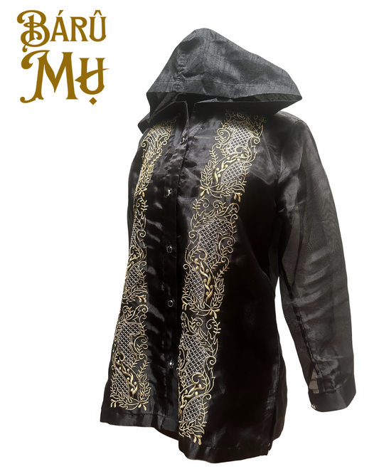 Bulan - Gold Embroidered Black Barong Hoodie