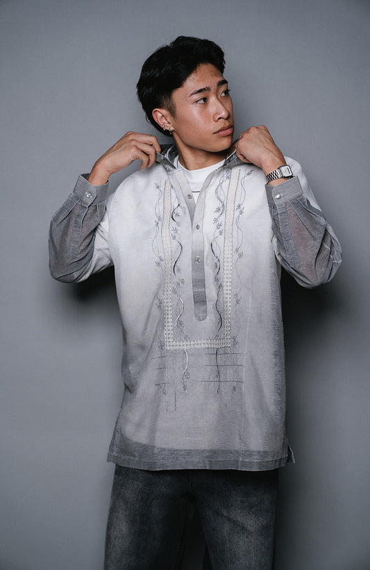 JR - Ombré Jusilyn Half Button Pullover Barong Hoodie