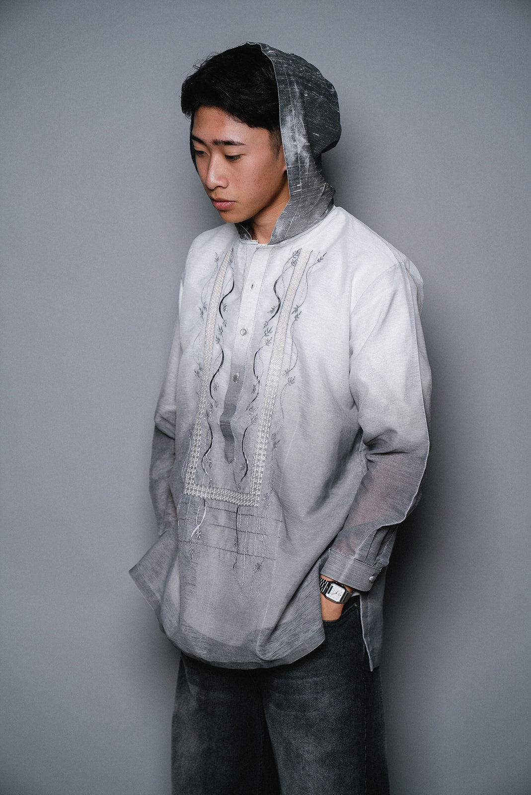 JR - Ombré Jusilyn Half Button Pullover Barong Hoodie