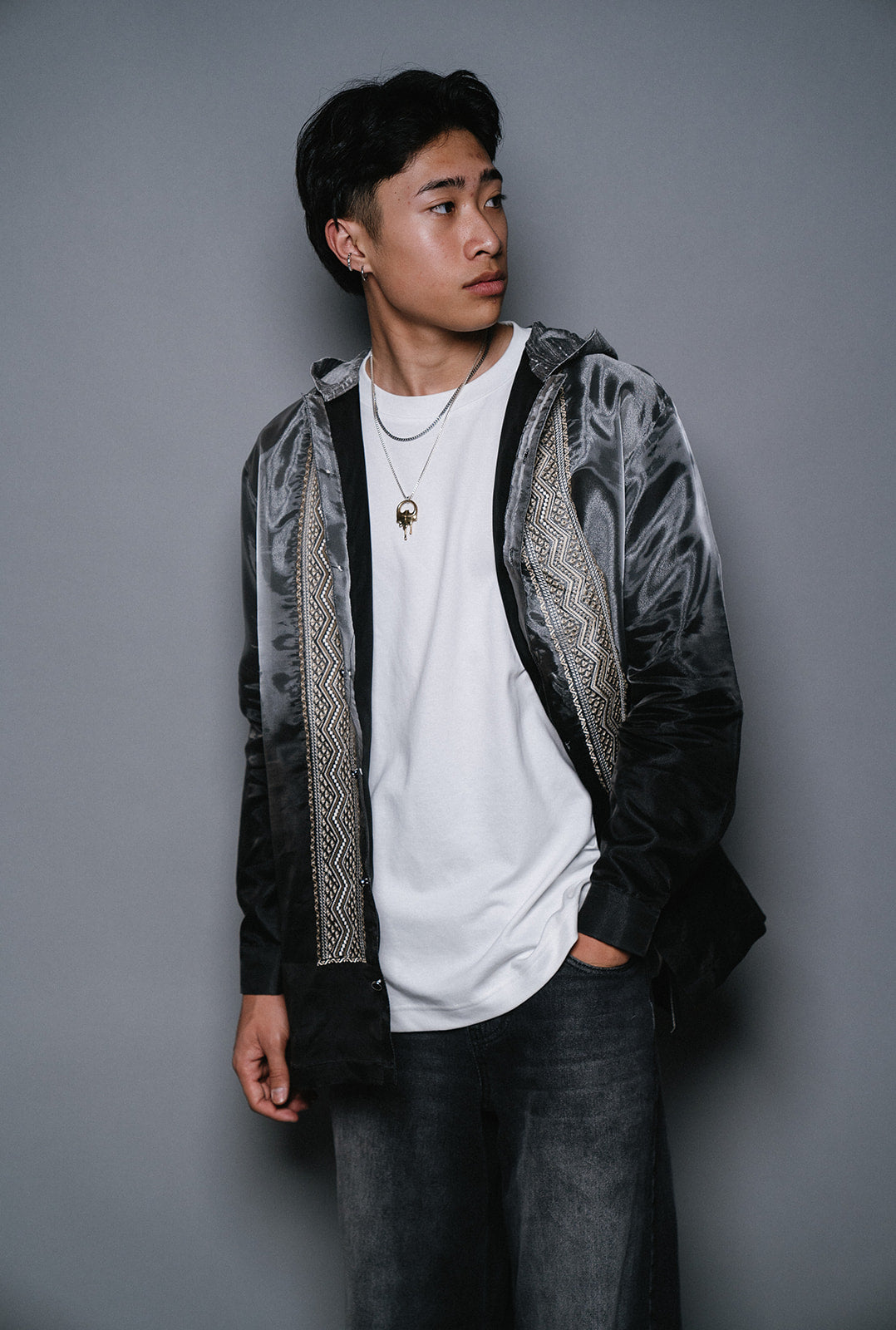 JAKE - Organza Full Button Down Ombré Barong Hoodie