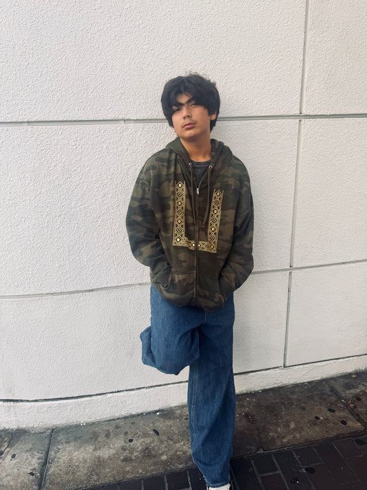 Kuya’s Camo Zip Up Hoodie